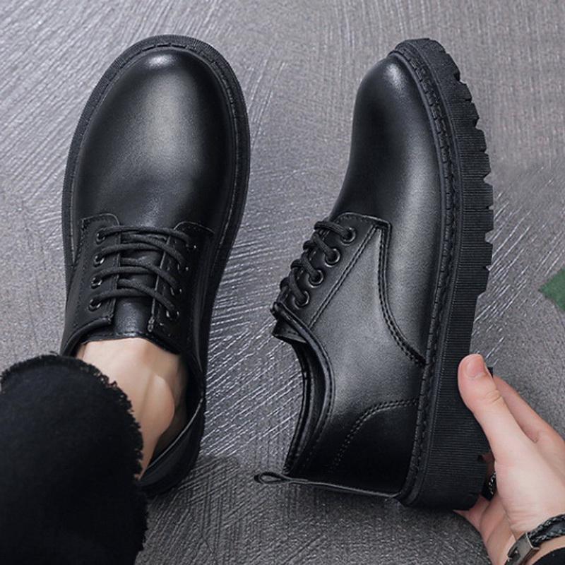Men British Style Casual Shoes Office Height Increasing Thick Sole Single Shoe Youth Boy Student Back To School Uniform Shoes