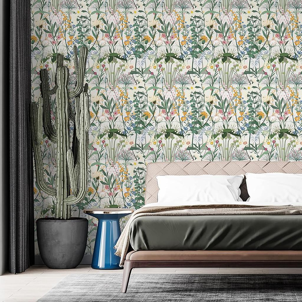 Vintage Floral Peel and Stick Wallpaper Bouquet Floral White Self Adhesive Wallpaper for Bedroom Furniture Paper Removable