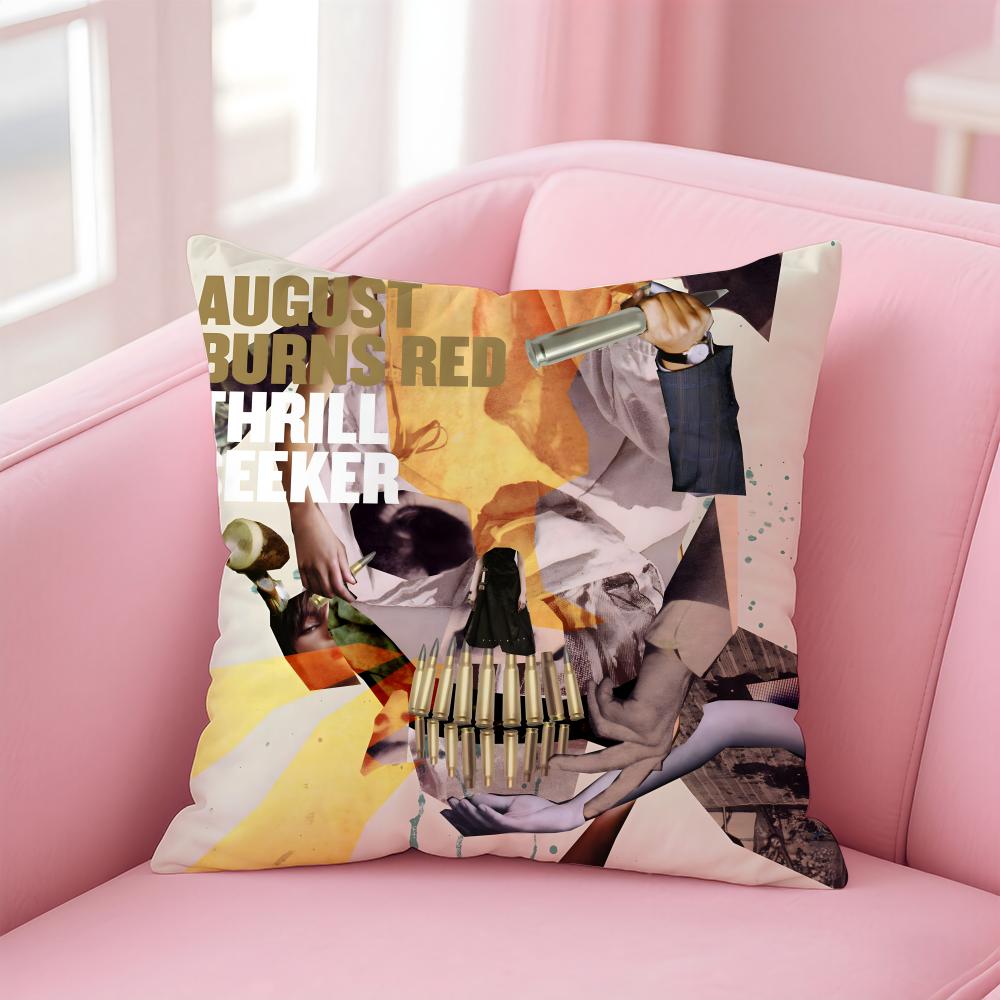 

a-August Burns Red Cushion Cover Comfortable Reversible Pillow Cover Ideal for Car Sofa Bedroom & Beyond 30cmx30cm