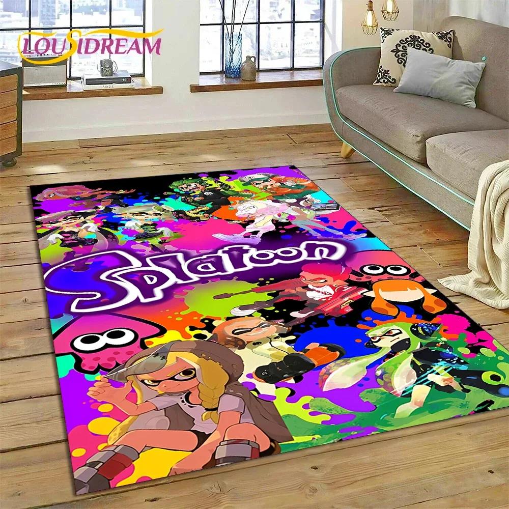 Splatoon3 PC Gamer Kreskówka Gra Dywanik do Sypialni Salonu Domu Dekoracja Sofy,Gra dla Dzieci Duży Dekor Mata Podłogowa Prezent