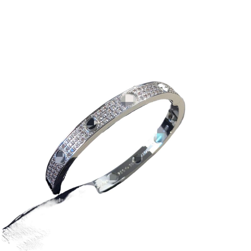 High Version V Gold Classic LOVE Thick Plated 18K Rose Gold Wide Version Three Rows of Diamonds Gypsy Black Nails Couple Bracelet