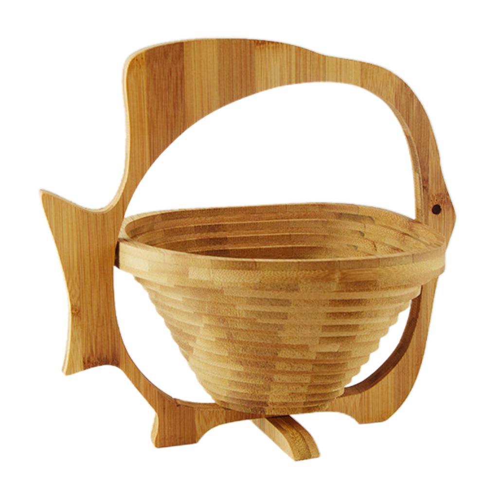 Foldable Fruit Basket,Portable Bamboos Creative Snack Plate for Christmas Party,Eco-friendly Food Storage Organizer for Camping