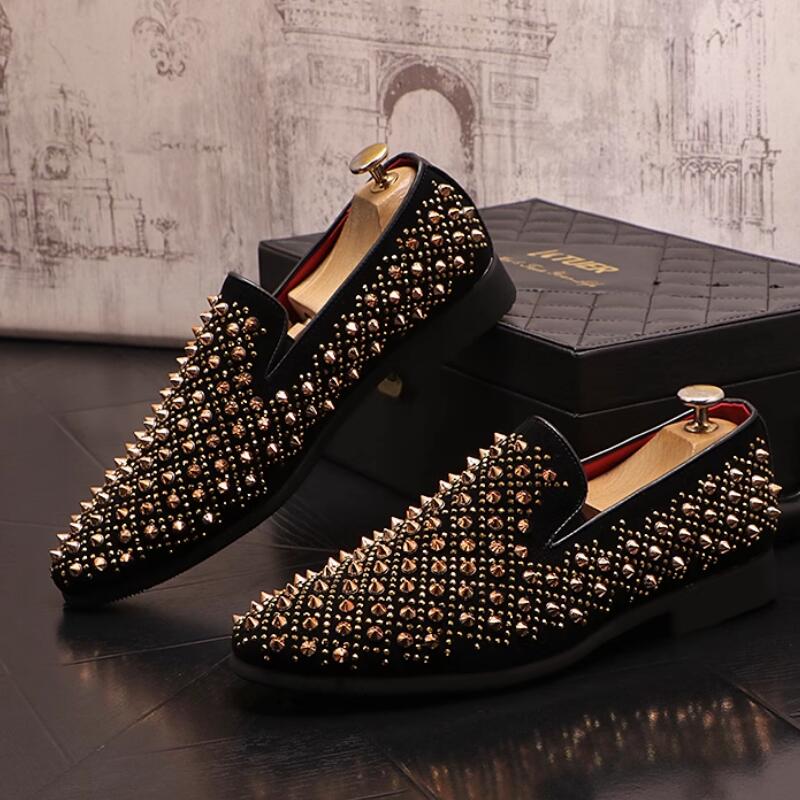 Fashion Summer Men's Overstep Leather Shoes Fashion Riveted Loafer Beanie Shoes Fashion Hair Stylist Men's Shoes  A9