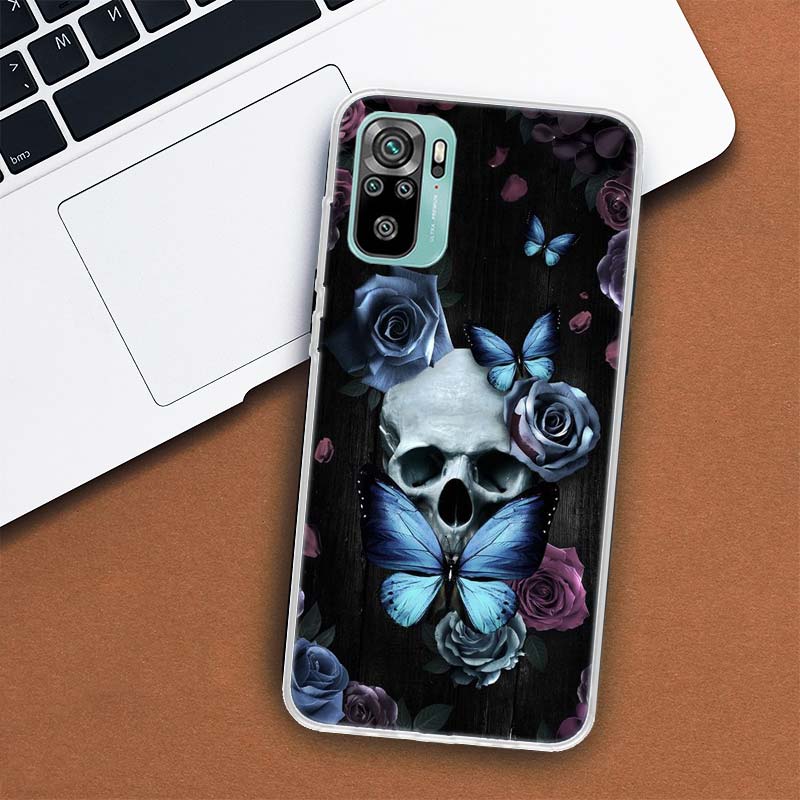 Retro Skull Butterfly Phone Case For Xiaomi Redmi 12 12C 10 10C 10A 9T 9C 9A 9 8 8A 7 7A 6 6A K20 K30 K40 Pro S2 Fundas Cover