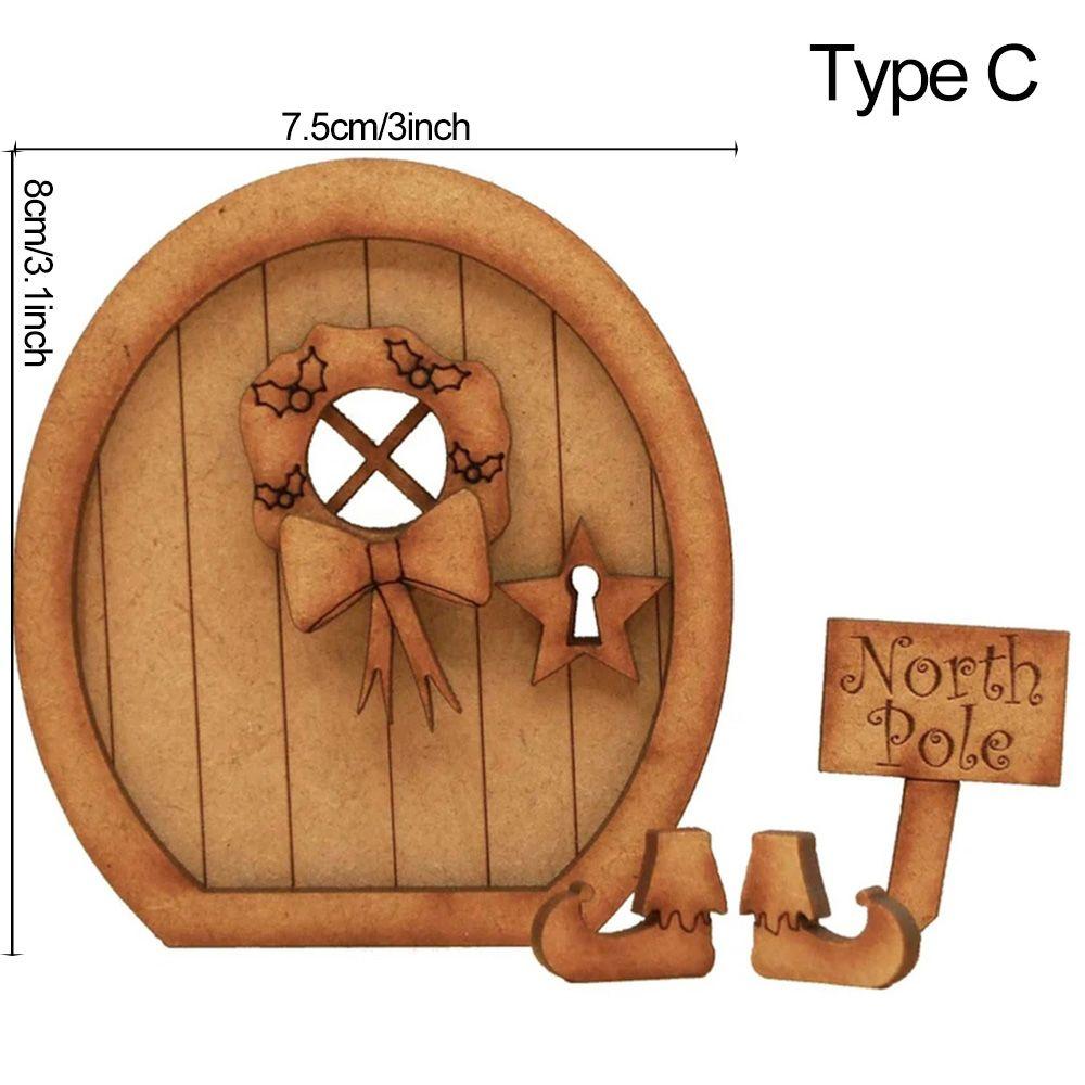 Miniature Fairy Gnome Door Figurines Vintage Wooden Elf Home Fairy Elf Door Kit For Yard Art Garden Tree Sculpture Statues Decor