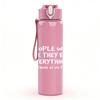1PC Blank Faint Watermark Text Print 750ml Color Plastic Sports Water Bottle Leakproof Flip Straw Lid Suitable for Sports Office Home Use