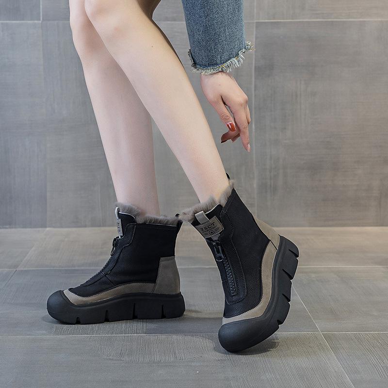 

Ботинки женские из мягкой кожи ботинки Мартина удобная женская обувь осень 2025 новые бархатные короткие ботинки осень и зима взрыв 40 чёрный