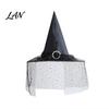 Holiday Costume Photo Prop Steeple Halloween Witch Hat, with Lace Edge, Lightweight Fairy Tale Party Accessory Breathable Pointed Headwear,