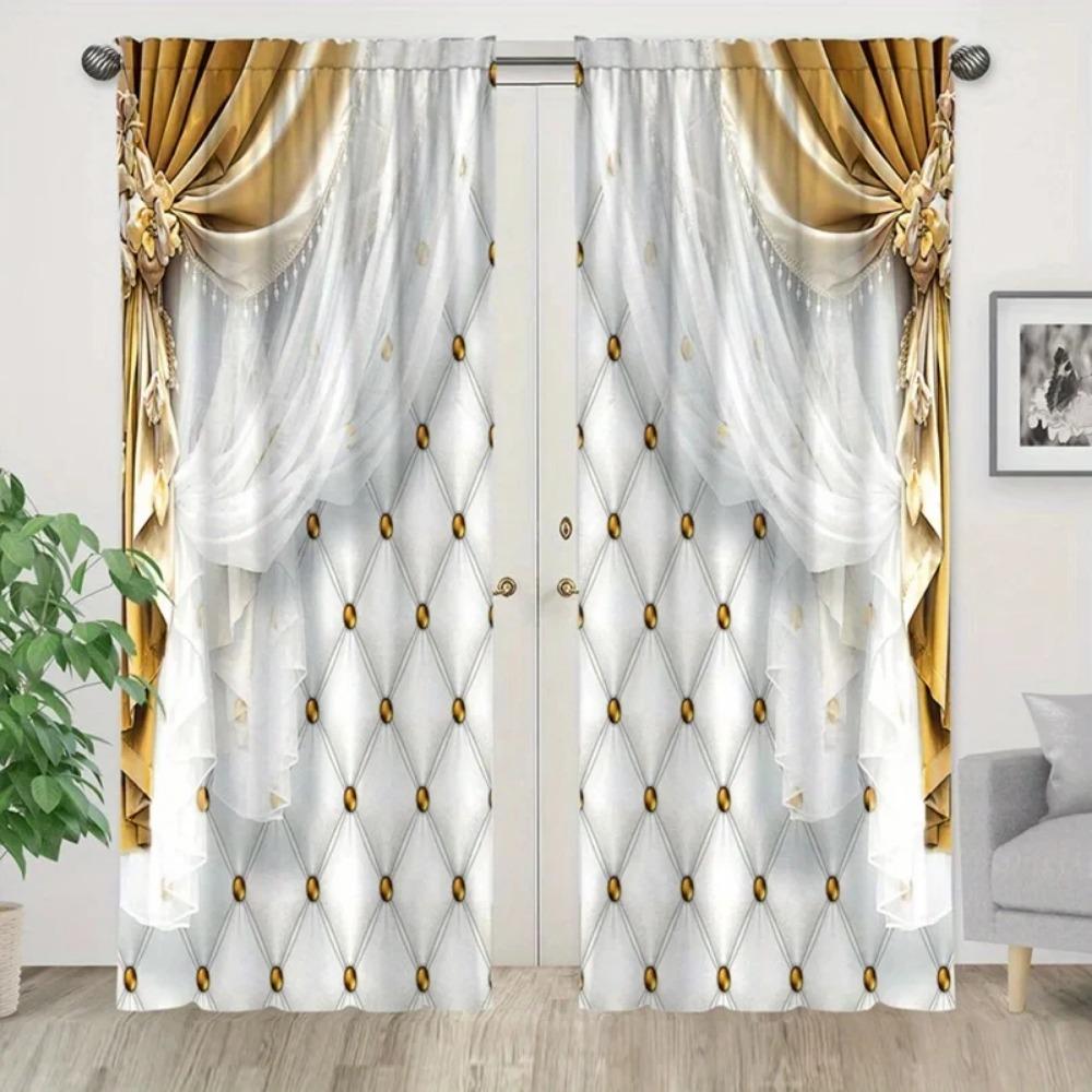 Gold Diamant Rose Blume Floral Fenster Vorhänge Jalousien Für Wohnzimmer Kinderzimmer Schlafzimmer Bad Küche Büro Tür Home Decor2Pcs