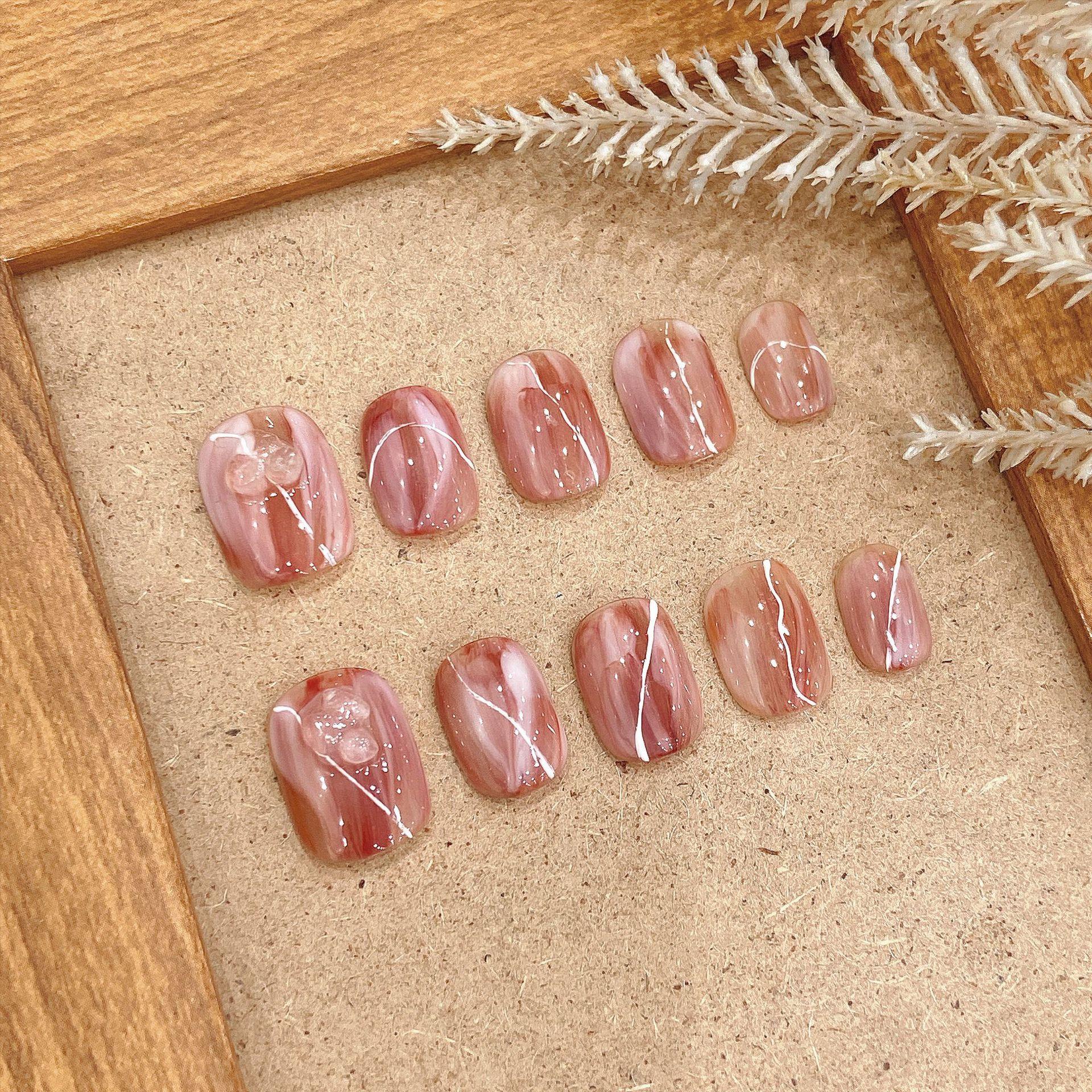 

10 шт., пресс для ногтей ручной работы, новый Янтарный ореол, краска для накладных ногтей, искусственный маникюр, носимый магазин ногтей