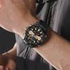 Fashion Golden Men Watch Multi-functional Quartz Wrist Watches Quartz Analog + LED Digital Movement Waterproof Steel Strap