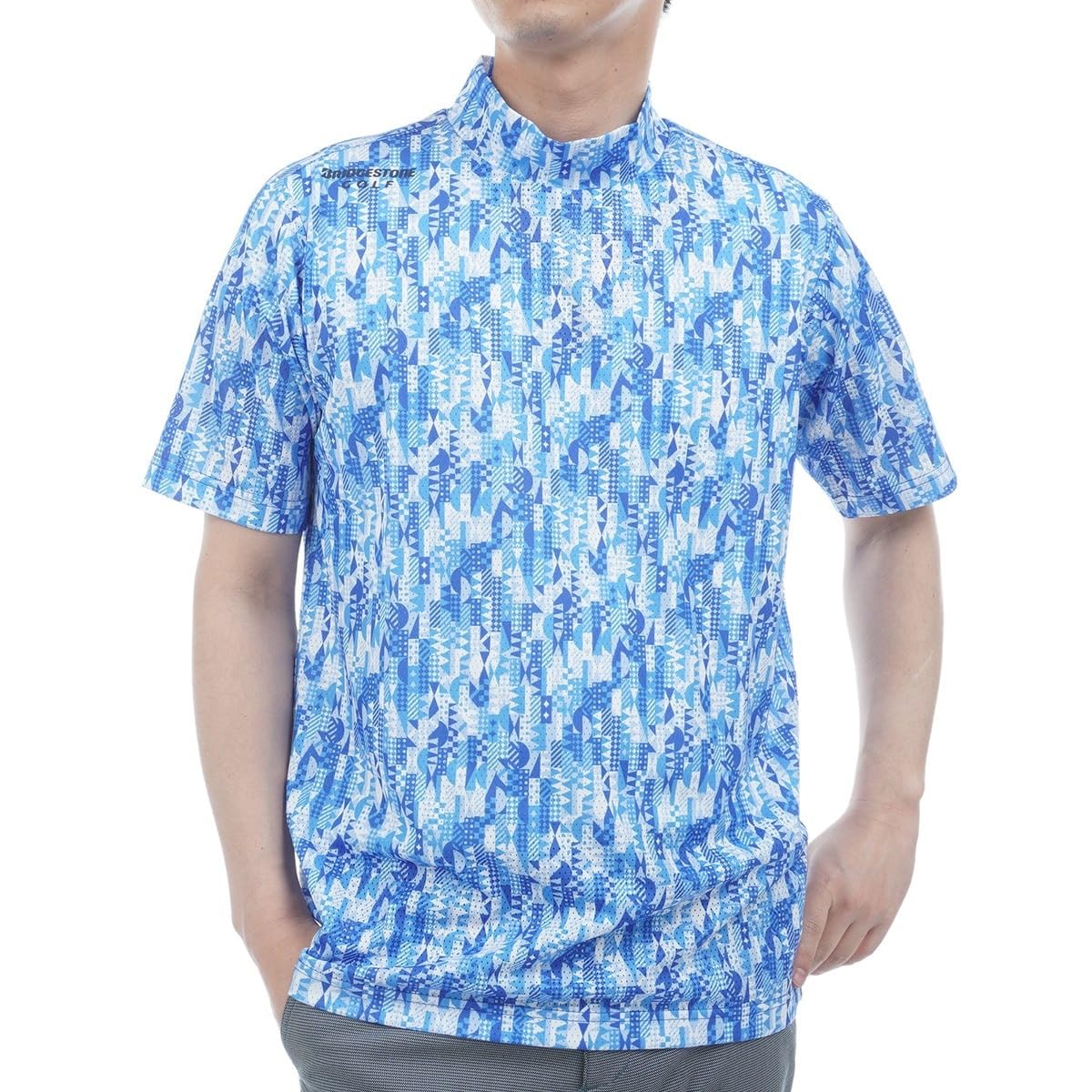 

Bridgestone Golf Retro Short Sleeve Mock Neck Shirt 3GE05A Men s BL