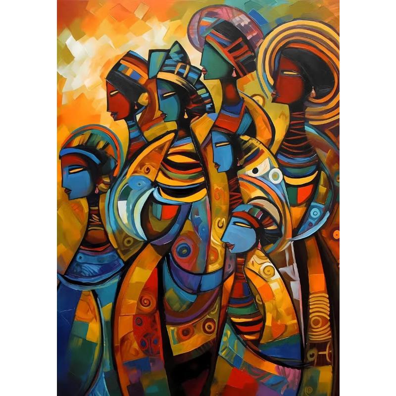 African Artwork Posters Abstract Elegant Nature Women Canvas Painting HD Print Wall Art Pictures for Living Room Home Decoration