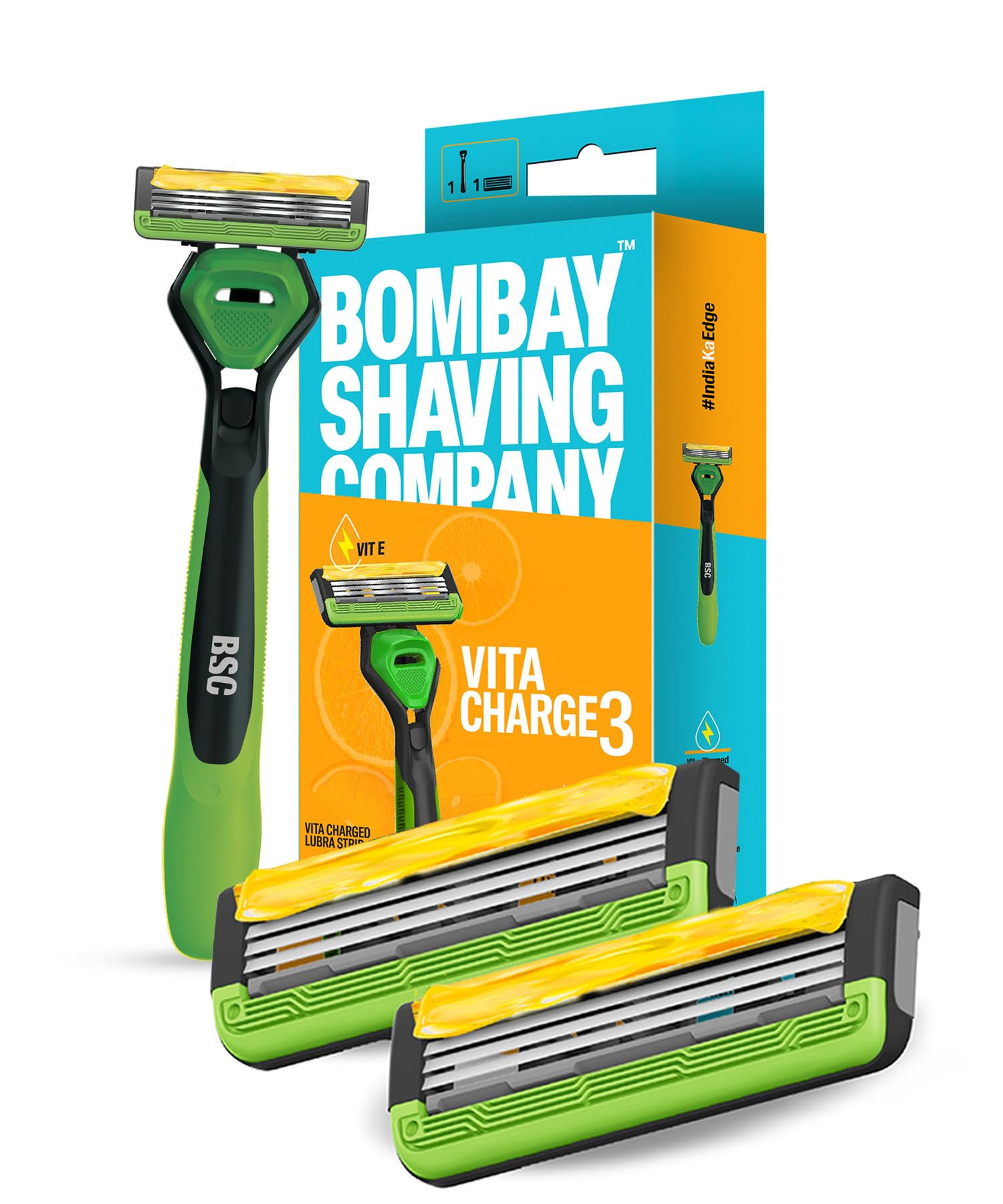 Bombay Shaving Company Vita Charge 3 Бритва и Упаковка из 2 Картриджей