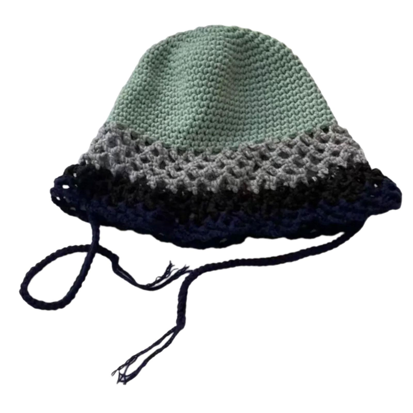 

Ручная работа Панама Ручной вязки Красочная Ажурная Вязаная Крючком Шляпа для Музыкального Фестиваля Стильная Красочная Шляпа Рыбака зелёный