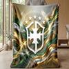 Couverture Flottante Imprimée Football Brésilien Douce pour la Peau Chaude Décorative pour Canapé Lit Intérieur Utilisation Quotidienne