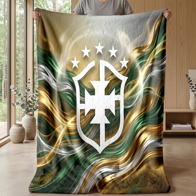 Couverture Flottante Imprimée Football Brésilien Douce pour la Peau Chaude Décorative pour Canapé Lit Intérieur Utilisation Quotidienne