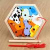 Puzzle din lemn 2 în 1 Joc de pescuit Puzzle 3D creativ Joc de puzzle Jocuri educative pentru copii pentru învățarea timpurie