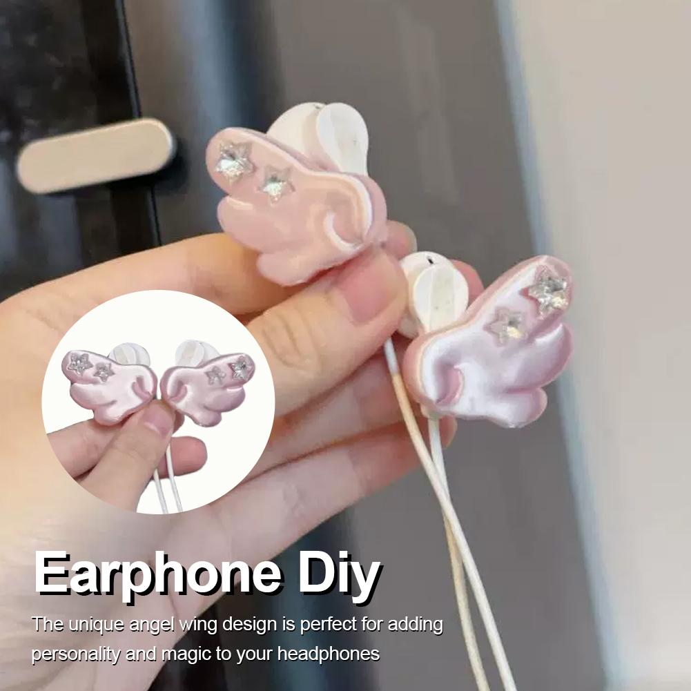 Creative 3D Wing Decoration For Wired Headphones, Cute Girly Ins Style, Dreamy & High-value Headphone Accessories