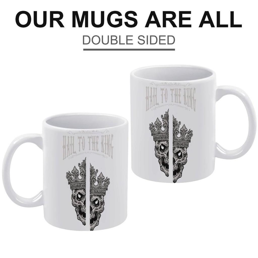 11oz Weiße Kaffeetasse mit glänzend bedruckten Seiten, glatter Keramik-Haptik und hitzebeständigem Körper für die Trinkroutine zu Hause oder bei der Arbeit