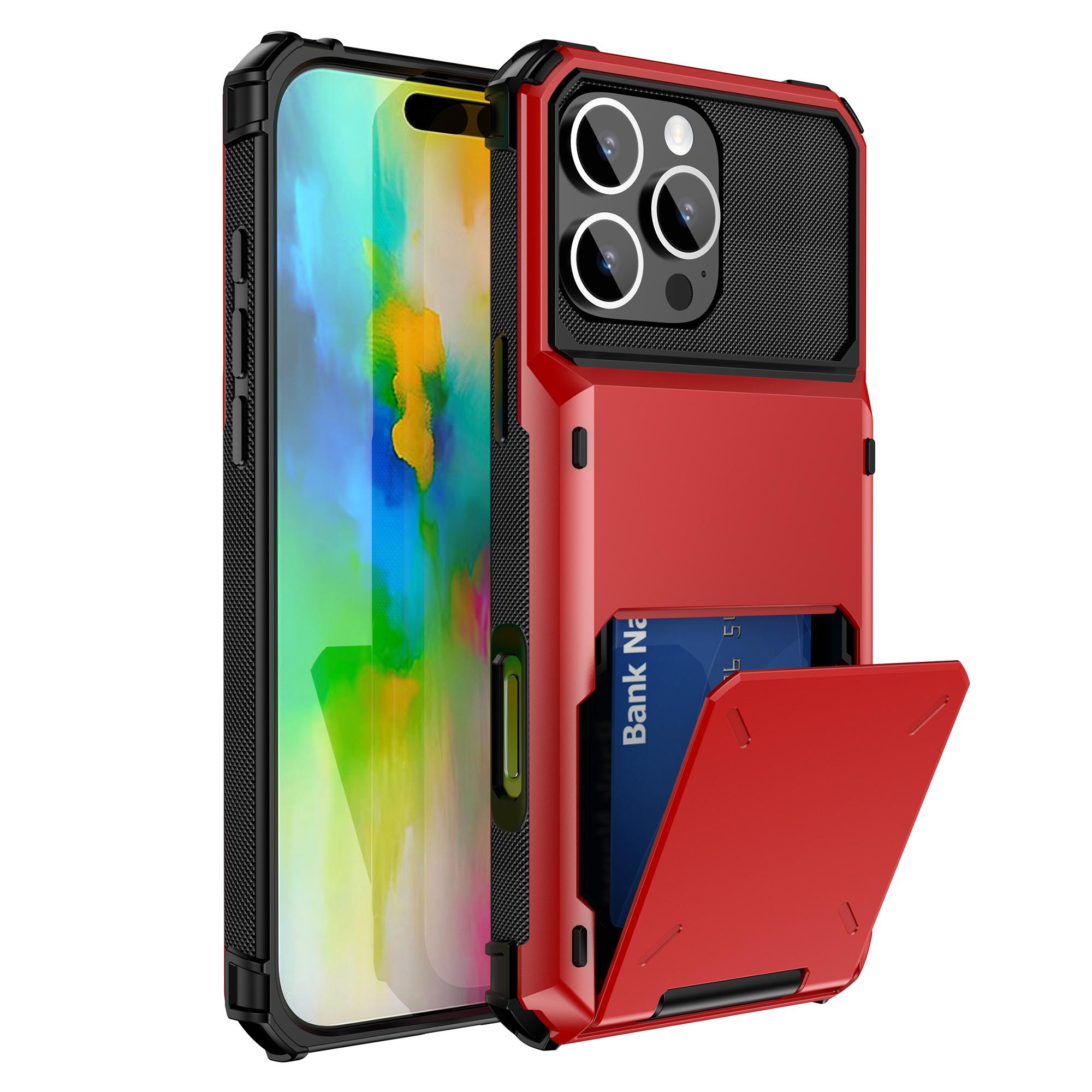 

Чехол для телефона iPhone 16 Pro Max, двухслойный чехол для задней панели из ПК+ТПУ с держателем для карт E