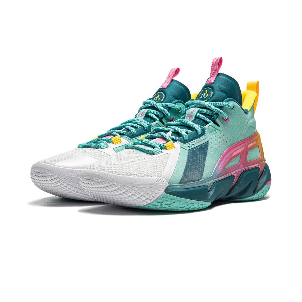 Li Ning BadFive 4 Cushioning Abrasion Resistant Breathable Mid Top Basketball Shoes Men's Green White ABFU015-12
