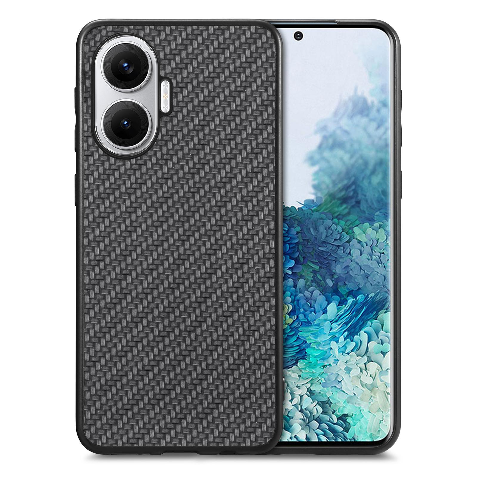 

For Xiaomi Redmi Turbo 4 Pro 5G Case Carbon Fiber Texture PU+PC+TPU Phone Back Cover Black