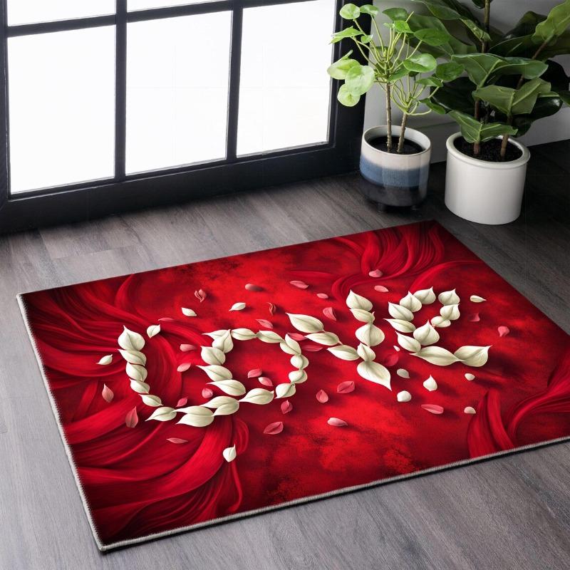 Red Love Series Carpet Living Room Romantic Valentine's Day Bedroom Holiday Decoration Entrance Door Mat Decoration Rug