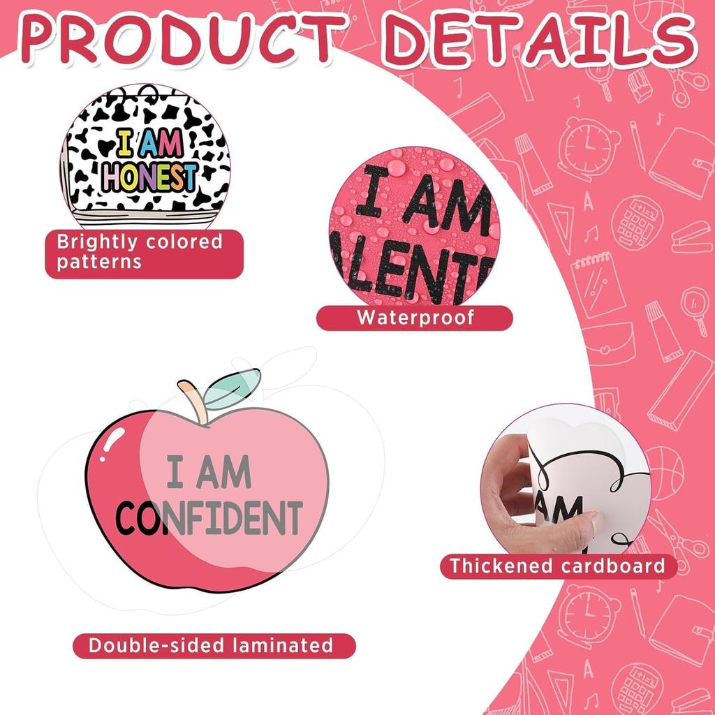 Schoolgirl Affirmation Station Bulletin Board Set Composition Motivational Poster for Classroom Decoration Positive Cutout Pirational Mirror Growth