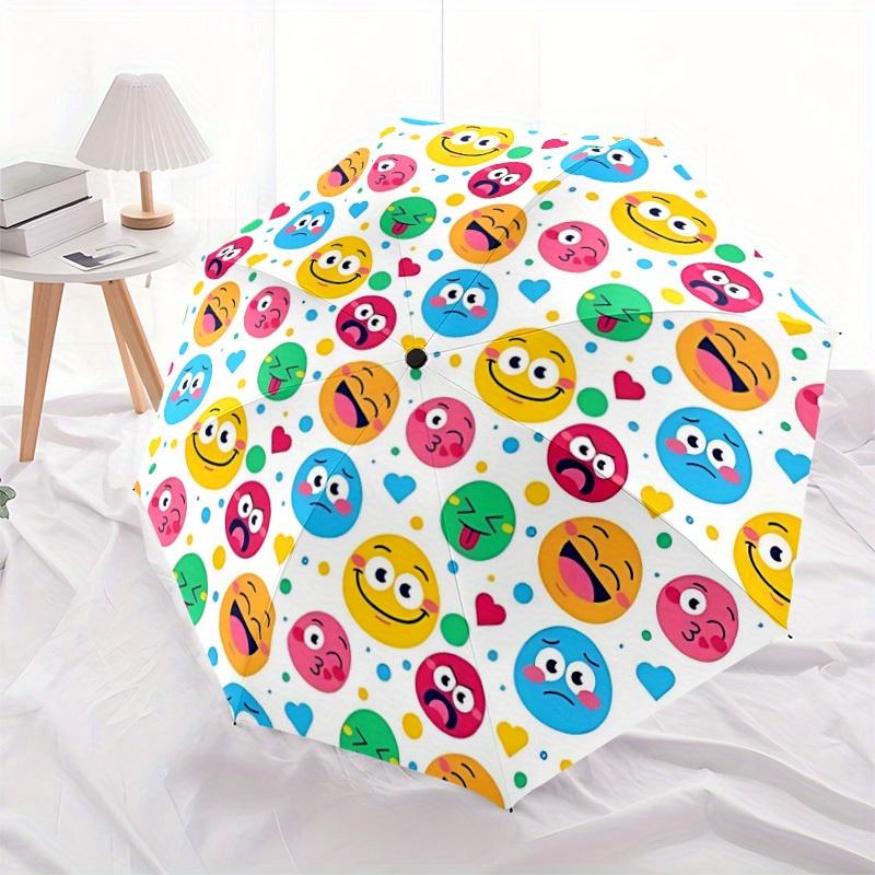 1pc Emoji Pattern Automatic Umbrella, Portable Folding umbrella for Everyday Use, Perfect Gift, Trendy Fashion y250826024