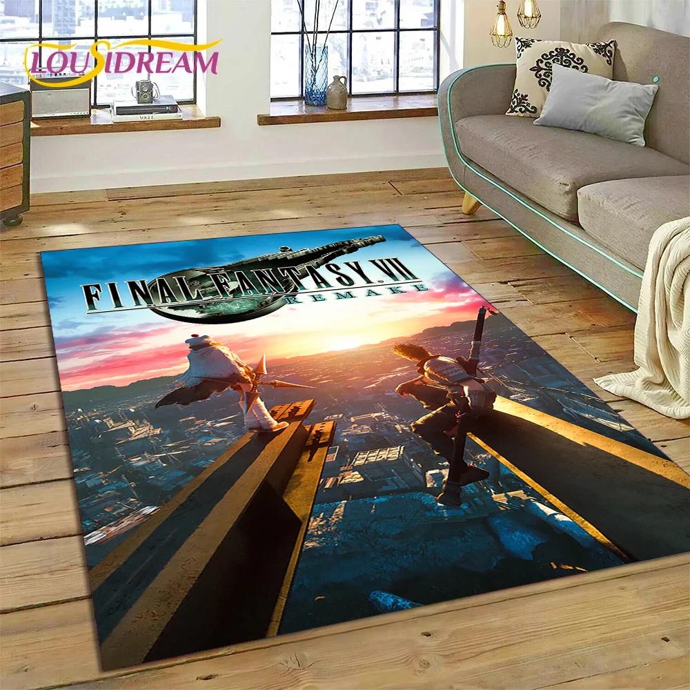 Final Fantasy Serie Spiele Cartoon Teppich für Wohnzimmer Schlafzimmer Heimdekoration, Bodentuch Rutschfest Dekoration für Sofa Fußmatte