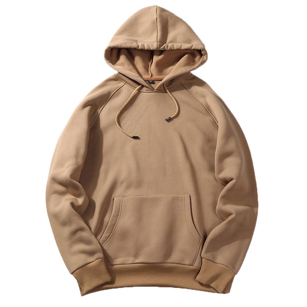 Men's  Casual Solid Hip  Loose Fit Fleece Long Sleeve Hoodie Top Blouse