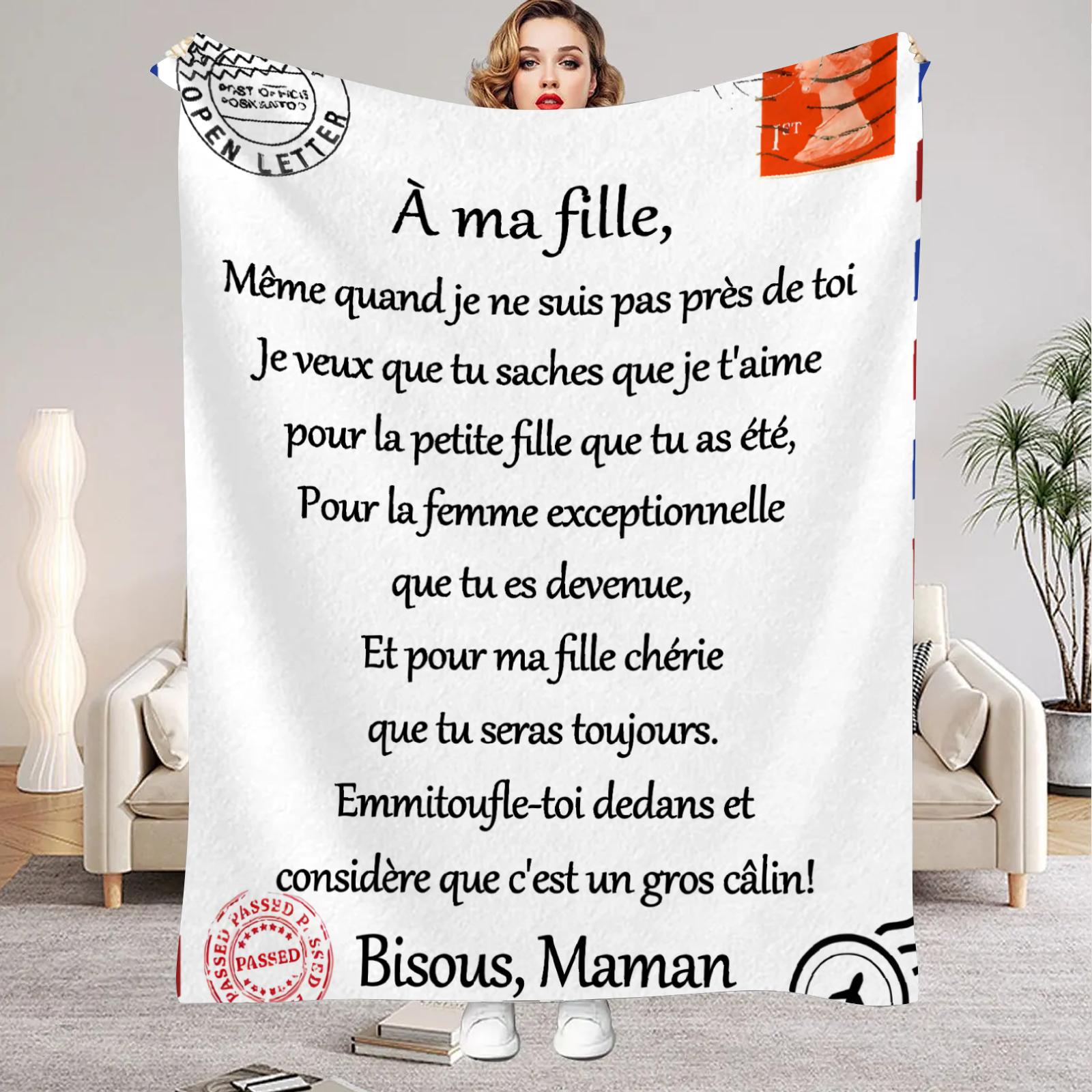 

Blanket Mother s Letter to Daughter French Print Fluffy Flannel Blanket for Home Living Room Bedroom Decor 2026 New Year Gift 75cmx90cm