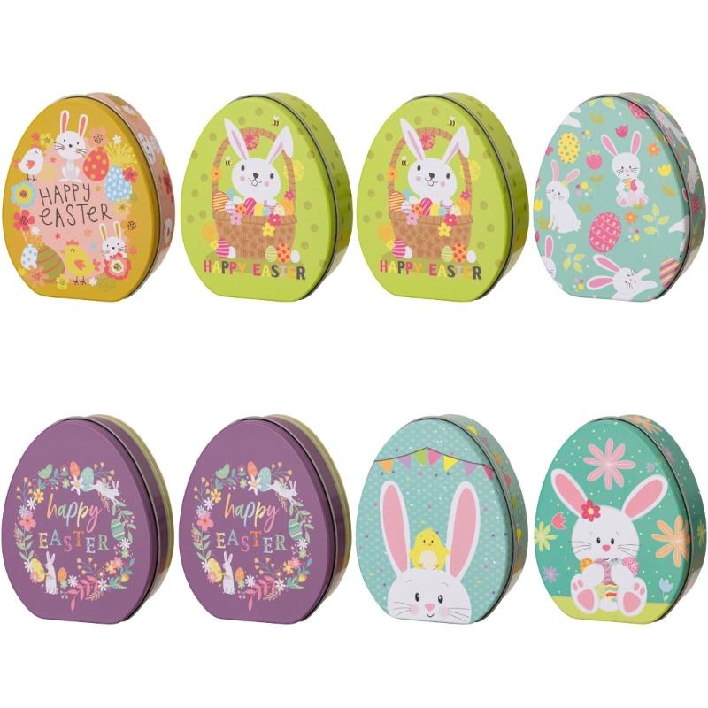 

8x/Set Candy Boxes Easter Eggs Candy Boxes Eggs Shape Cookie Container with Rabbit Pattern Snacks Boxes Easter Toy 1