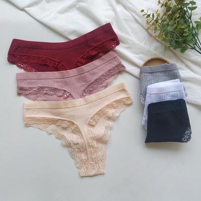 Europäische & Amerikanische Damen Baumwolle Spitze Sexy Hüftstring