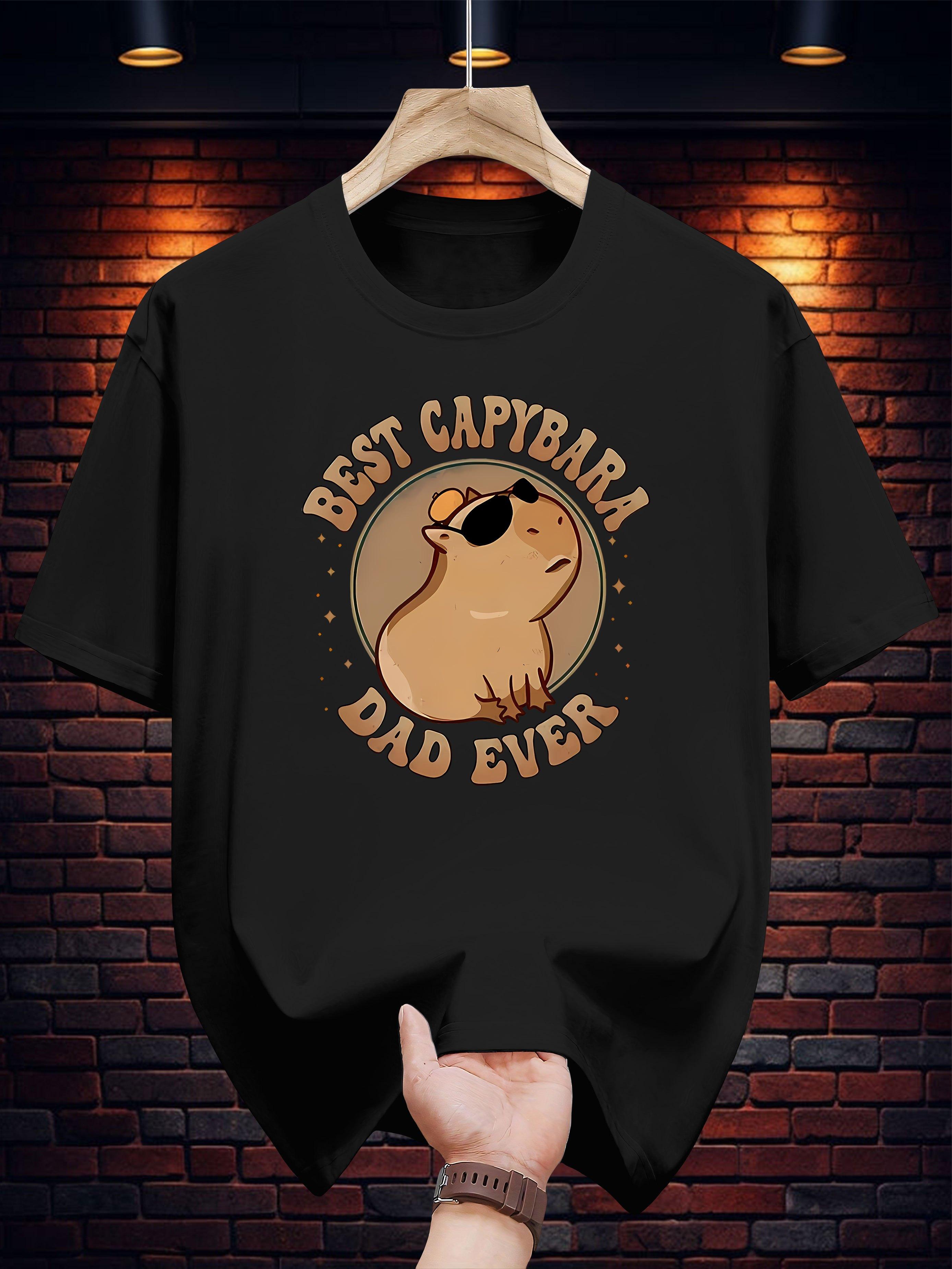 Graphic T-shirt -  BEST CAPYBARA Dad Ever  Print with Fashion Glasses & Stars XXXL