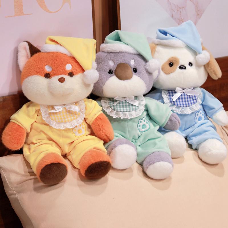 Cartoon Pajamas Dog Fox Koala Plush Toy Stuffed Soft Good Night Animal Doll Baby Kids Pillow Cushion Christmas Birthday Gift