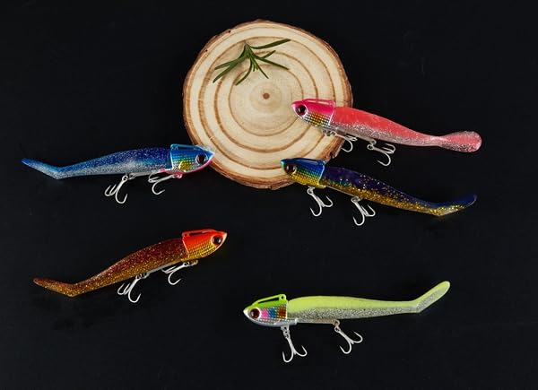 REEF DREAM Barschköder Vibration Jigkopf Shad Wurm 15g 24g 5-Farben-Set Scholle Barsch Zackenbarsch Blaufish