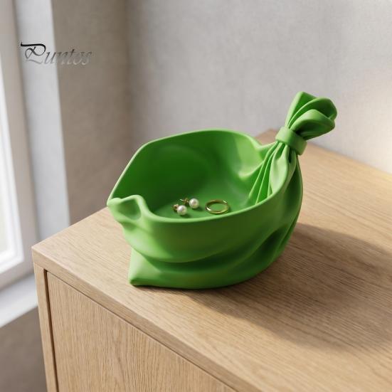 Colorful Holiday Decoration 3D Printed Gift Bag Shaped Storage Tray, Pleated Catchall Bowl for Candy, Versatile Desk Accessory Festive Table