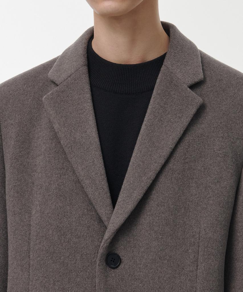 Musinsa Standard Cashmere Blend Daddy Shoulder Single Long Coat [Taupe]