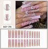 24Pcs Long Coffin Pink French Press On Nails, 3D Flower & Butterfly Rhinestone Decor Fake Nails for Women