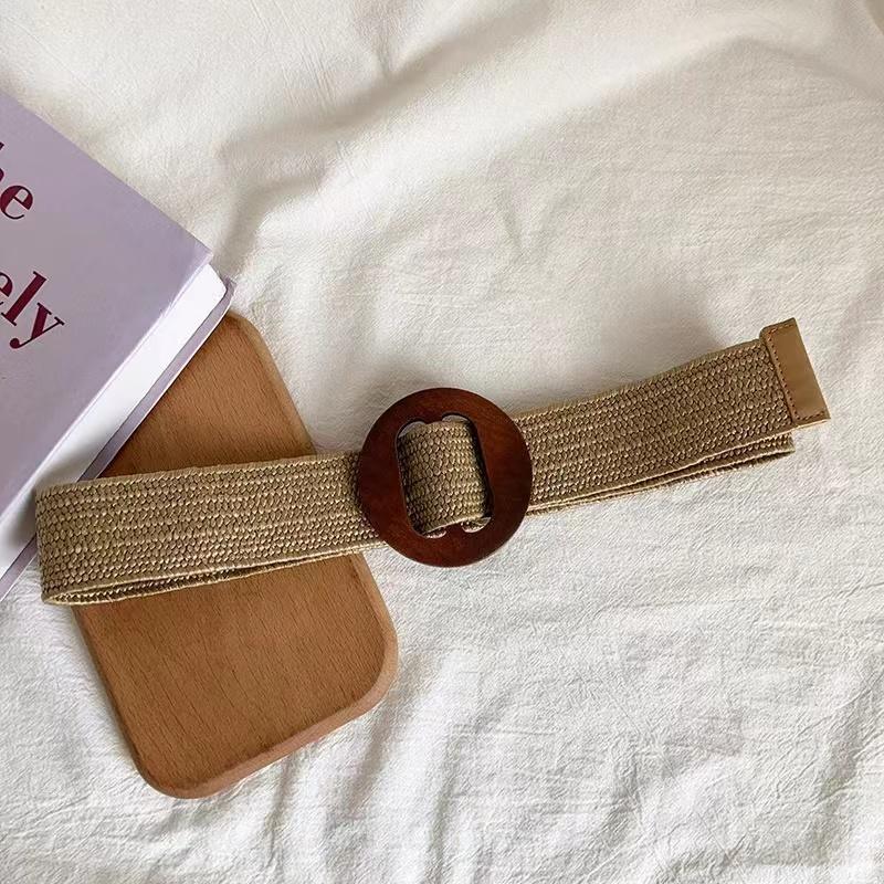 Belt for women, Korean version, niche decoration, retro waist seal with dress, simple and fashionable, elastic and non perforate
