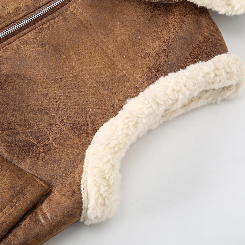 Mens High Quality Leather Jackets Winter Male Fleece Warm Vest Coats Men Stand Collar Army Thicken Waistcoats Clothing Mens Jack
