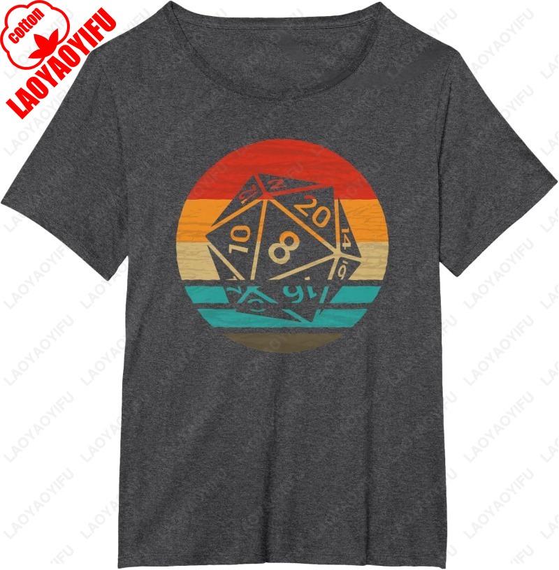 20 Sided Die Retro Style Vintage Unisex Adult Cotton TShirt Creative Trend Oneck Printed Tops Men Clothing Classics Camisetas