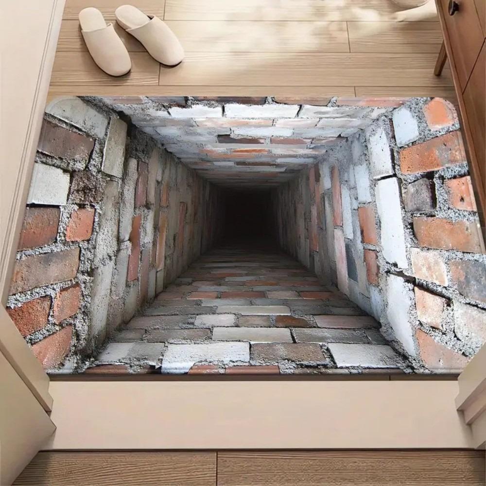 3D Flat Optical Illusion Doormat Non-slip Bedroom Door Rug Creativity Bathroom Carpet  Home Decor