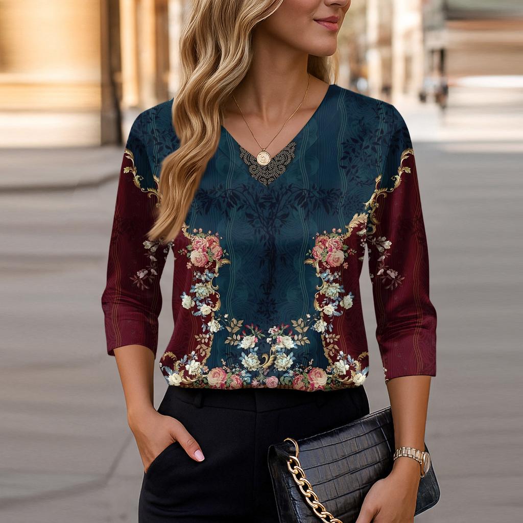 Blouse For Women Dressy 3/4 Long Sleeve Shirts Business Casual Outfit Tops