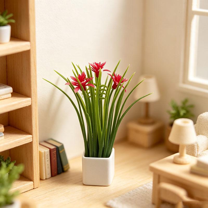 Artificial Mini Onion Grass Potted Plant Fake Green Plant With Pot No Watering Desktop Ornament For Home Office Table Decor