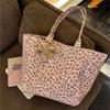 Hot Girl Sweet Cute Pink Leopard Handbag Women Large Capacity Canvas Shoulder Bag Ladies Everyday Commute Versatile Underarm Bag