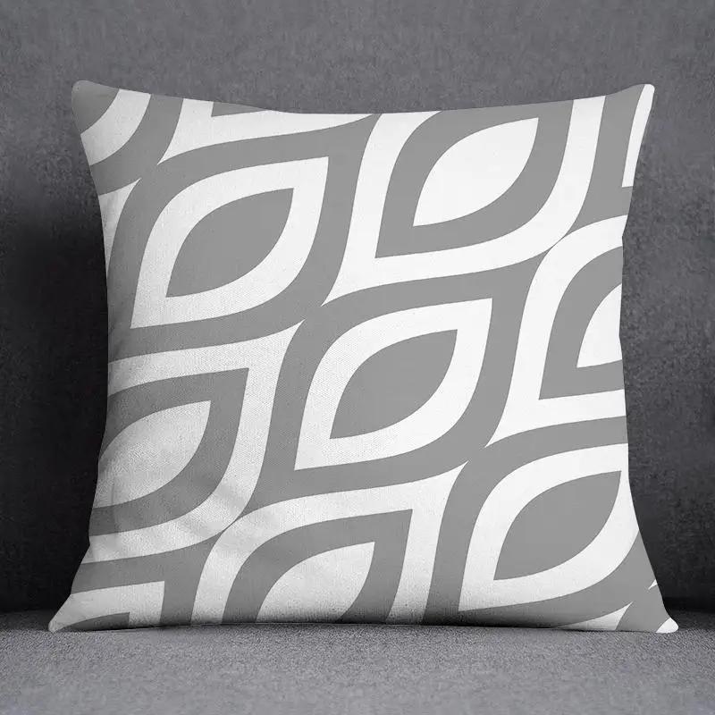Pillowcase Home Office Decor Cushion Cover Grey Low White Floral Pattern