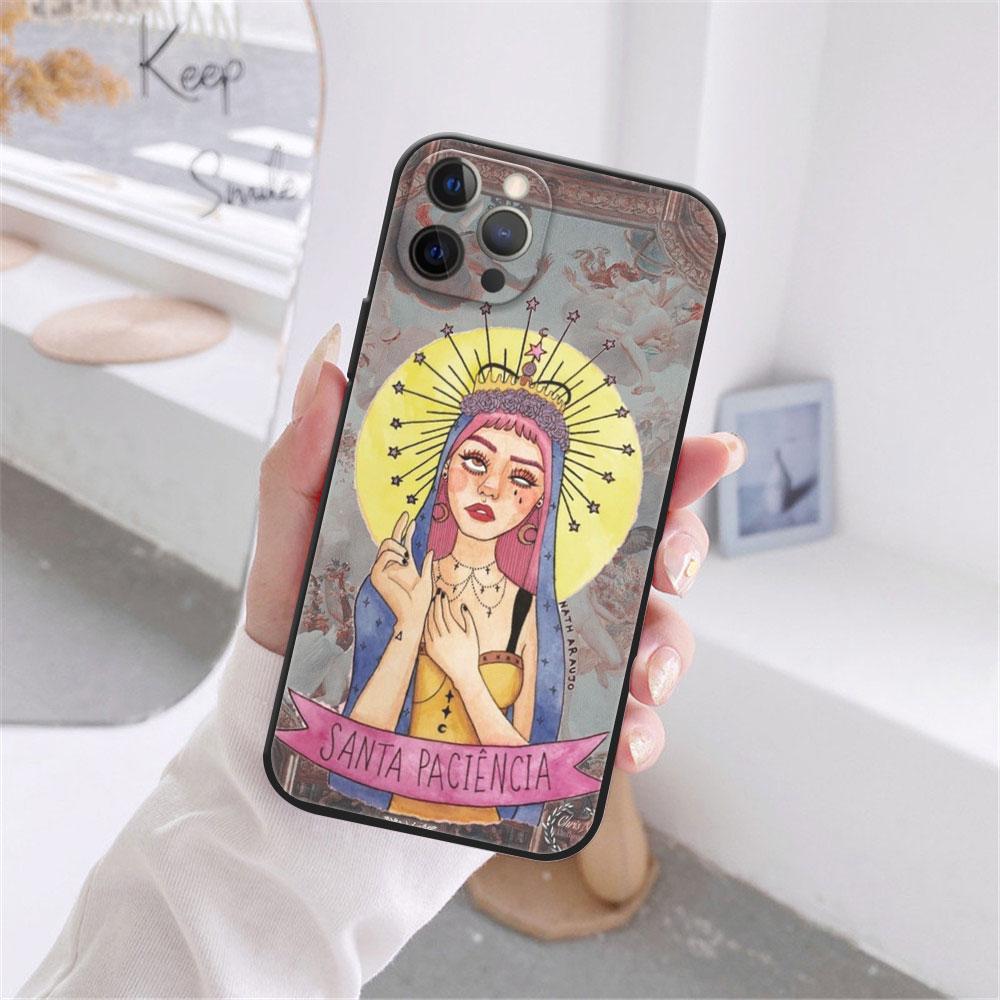 Pouzdro Fashion Devil Girl pro iPhone 12 13 11 Pro Max mini XR 7 8 Plus 2020 X Xs Max černé měkké TPU kryt